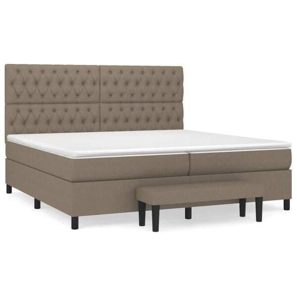 vidaXL Cama box spring con colch&oacute;n tela gris taupe 200x200 cm