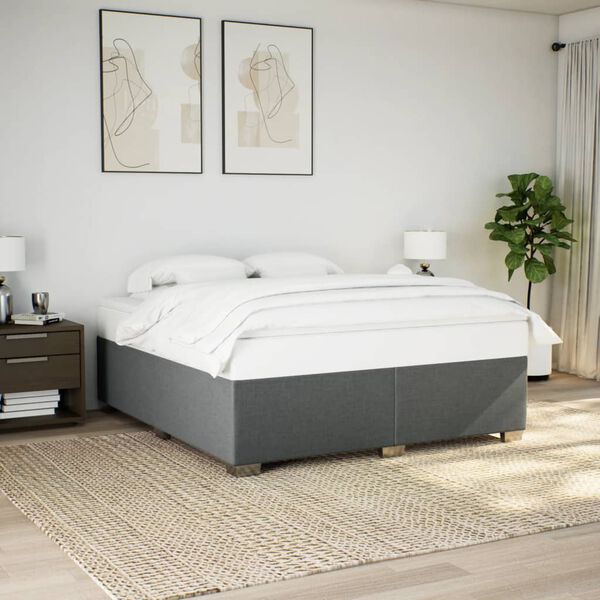vidaXL Cama sin colch&oacute;n de tela gris oscuro 180x200 cm