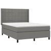 vidaXL Cama box spring con colch&oacute;n tela gris oscuro 140x190 cm