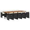 vidaXL Set de comedor jard&iacute;n 11 pzas con cojines rat&aacute;n sint&eacute;tico negro