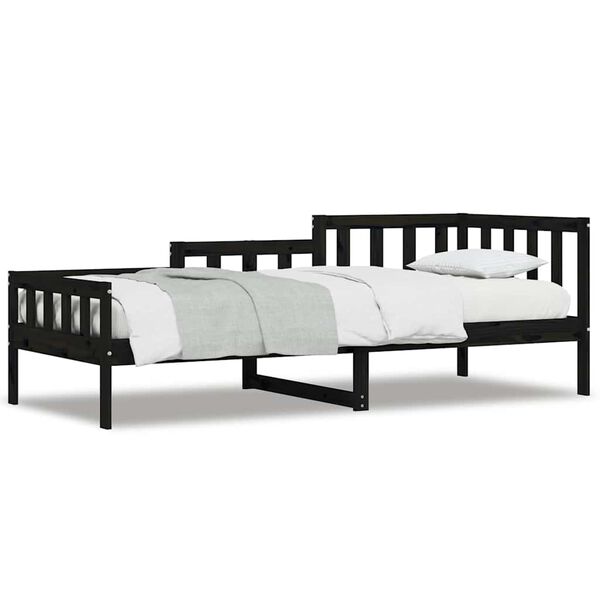 vidaXL Sofá cama sin colchón madera maciza de pino negro 80x200 cm