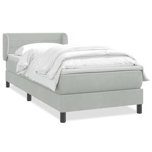 vidaXL Cama box spring con colch&oacute;n terciopelo gris claro 90x210 cm