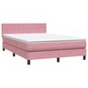 vidaXL Cama box spring con colch&oacute;n y LED terciopelo rosa 140x220 cm
