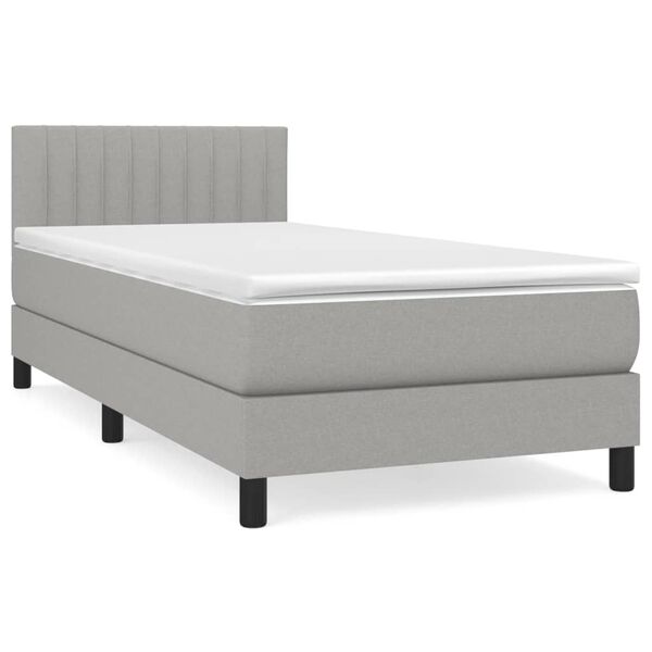 vidaXL Cama box spring con colchón tela gris claro 80x200 cm