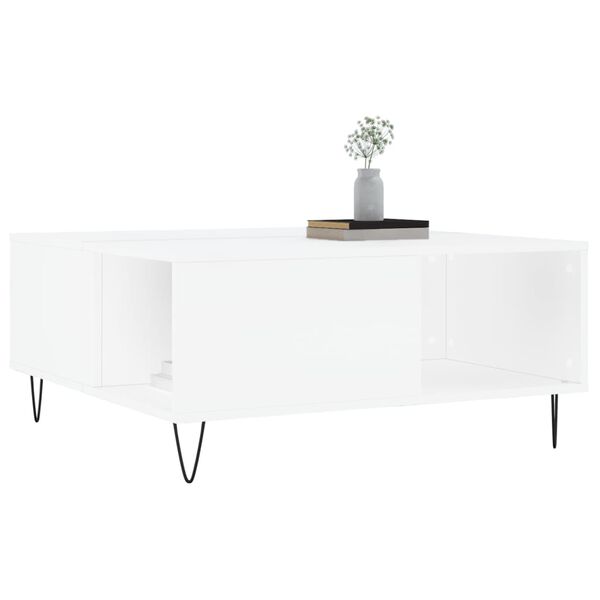 vidaXL Mesa de centro madera contrachapada blanco 80x80x36,5 cm