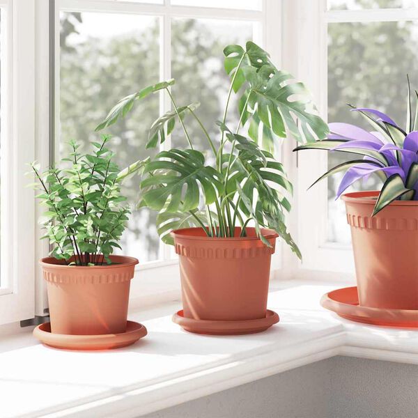 vidaXL Maceta Redonda para Flores 24 pcs Rojo Ladrillo &Oslash; 15 x 12 cm