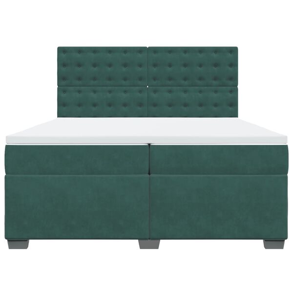 vidaXL Cama box spring con colch&oacute;n terciopelo verde oscuro 200x200 cm