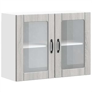 vidaXL Armario de cocina de pared con puerta de cristal "Lucca" de, madera de ingenier&iacute;a Sonoma gris