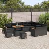 vidaXL Conjunto de sof&aacute; de jard&iacute;n 12 pcs Negro Rattan de Poli&eacute;ster