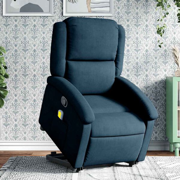 vidaXL Sill&oacute;n reclinable de masaje elevable terciopelo azul