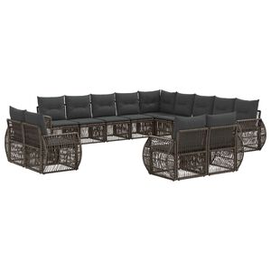 vidaXL Conjunto de sof&aacute;s de jard&iacute;n 13 uds. Gris y Gris Oscuro