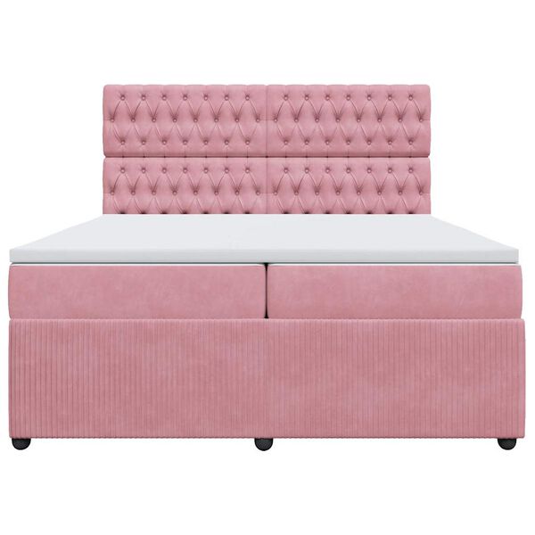 vidaXL Cama box spring con colch&oacute;n terciopelo rosa 200x200 cm
