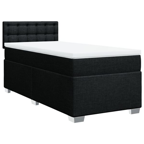 vidaXL Cama box spring con colch&oacute;n tela negro 80x200 cm