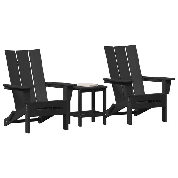 vidaXL Muebles de lounge para jardín 3 pcs Negro 38 x 38 x 46cm