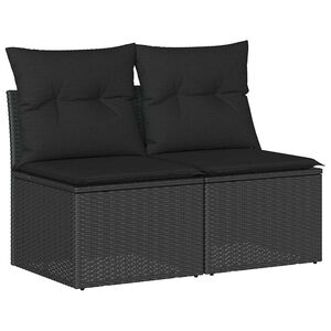 vidaXL Set sof&aacute;s jard&iacute;n y cojines 2 pzas rat&aacute;n sint&eacute;tico acacia negro