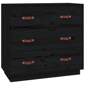 vidaXL Aparador madera maciza de pino negro 80x40x75 cm