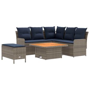 vidaXL Juegos de muebles 5 pcs Gris y azul marino Rat&aacute;n sint&eacute;tico