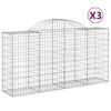 vidaXL Cestas de gaviones 3 uds forma de arco hierro 200x50x100/120cm
