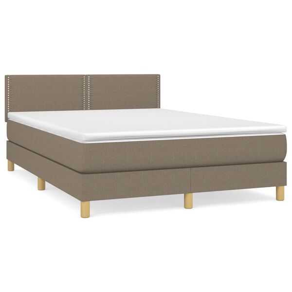 vidaXL Cama box spring con colch&oacute;n tela gris taupe 140x190 cm