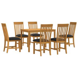 vidaXL Conjunto de comedor 7 uds. Negro Madera de Roble S&oacute;lido