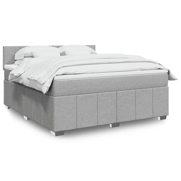 vidaXL Cama box spring con colch&oacute;n tela gris claro 180x200 cm