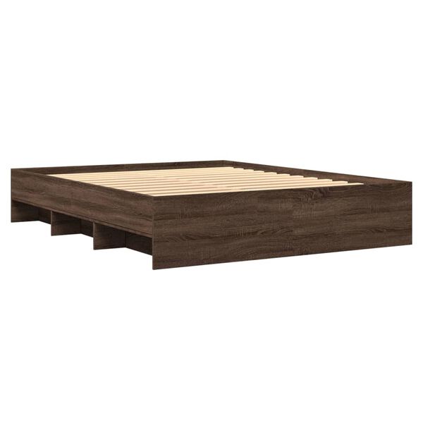 vidaXL Estructura de cama sin colch&oacute;n madera marr&oacute;n roble 150x200 cm