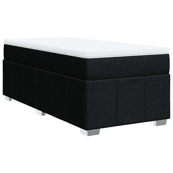 vidaXL Cama box spring con colch&oacute;n tela negro 100x200 cm
