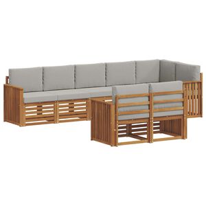 vidaXL Juegos de sof&aacute;s con coj&iacute;n 8 pcs Gris Natural y Claro