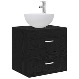 vidaXL Mueble de lavabo de pared Roble Negro 49,5 x 35 x 80 cm