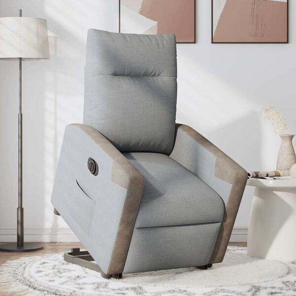 vidaXL Sill&oacute;n el&eacute;ctrico reclinable elevable de tela gris claro