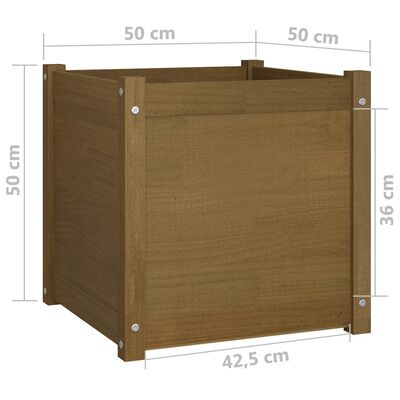 vidaXL Jardinera de madera maciza de pino marrón miel 50x50x50 cm