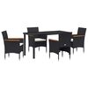 vidaXL Conjunto de Comedor de Jard&iacute;n 5 pcs Negro rat&aacute;n sint&eacute;tico