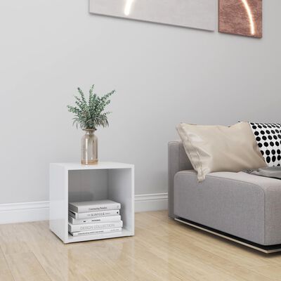vidaXL Mueble para TV madera contrachapada blanco brillo 37x35x37 cm