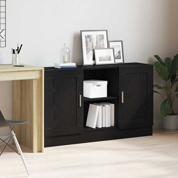 vidaXL Vitrina Roble Negro 120 x 30,5 x 70 cm Madera contrachapada