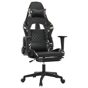 vidaXL Silla gaming masaje reposapi&eacute;s cuero sint&eacute;tico negro camuflaje