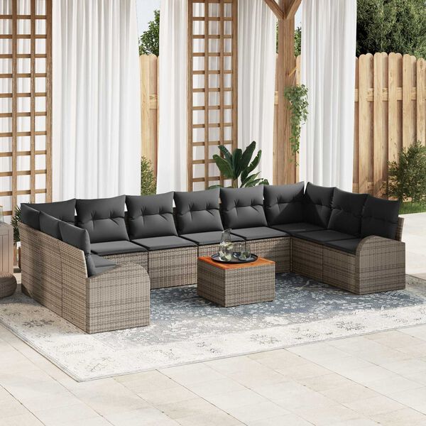 vidaXL Conjunto de sof&aacute; de jard&iacute;n 11 pcs Gris