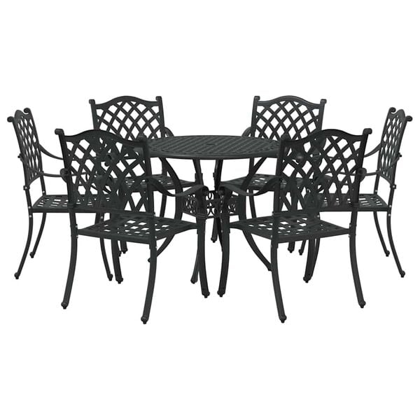 vidaXL Conjunto de Comedor de Jard&iacute;n 7 pcs Negro Aluminio