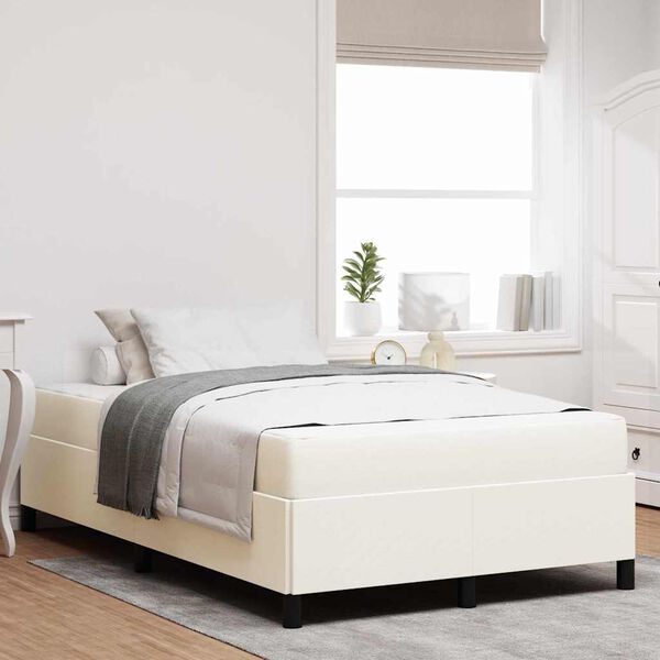 vidaXL Estructura de cama con colch&oacute;n Crema 120 x 190 cm tela