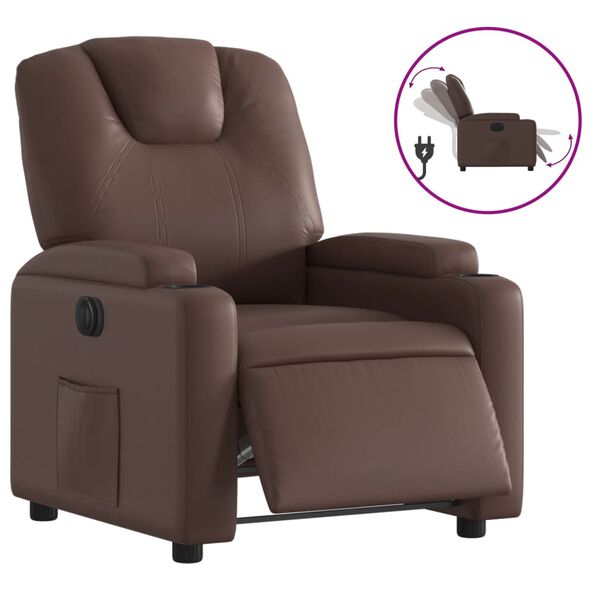 vidaXL Sill&oacute;n reclinable el&eacute;ctrico de cuero sint&eacute;tico marr&oacute;n