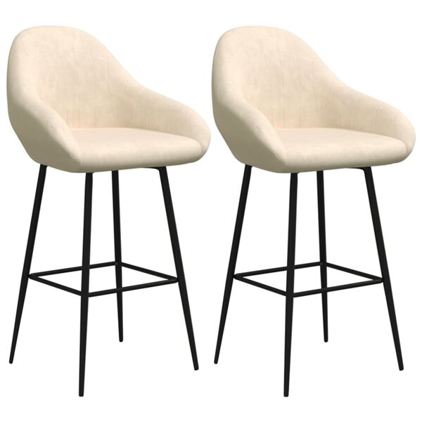 vidaXL Taburetes de cocina 2 unidades terciopelo color crema