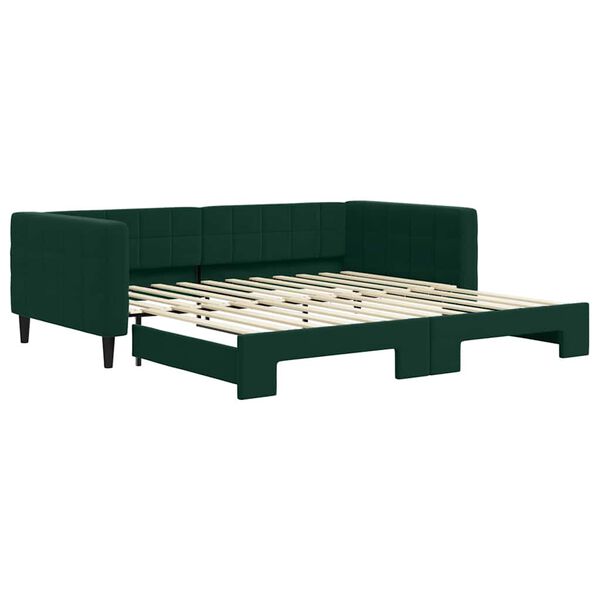 vidaXL Sof&aacute; cama nido terciopelo verde oscuro 100x200 cm