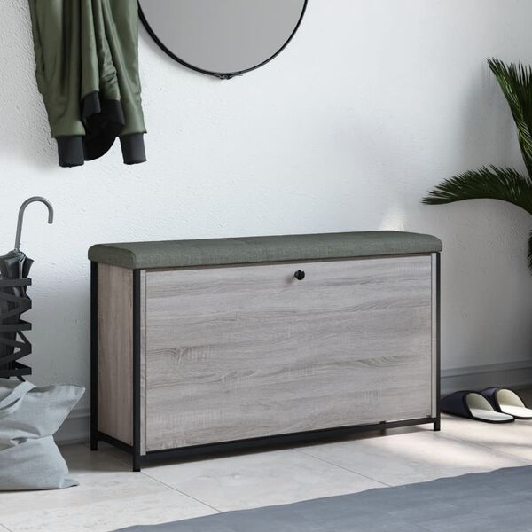 vidaXL Banco zapatero con caj&oacute;n abatible gris Sonoma 102x32x56 cm