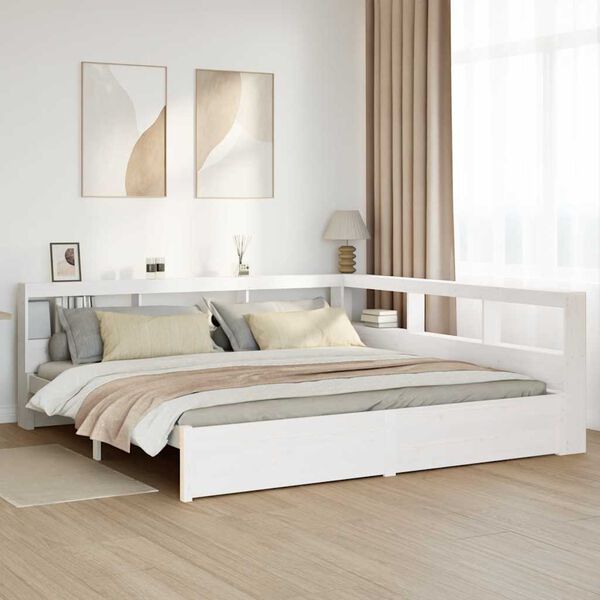 vidaXL Cama con estanter&iacute;a sin colch&oacute;n madera maciza de pino 160x200cm