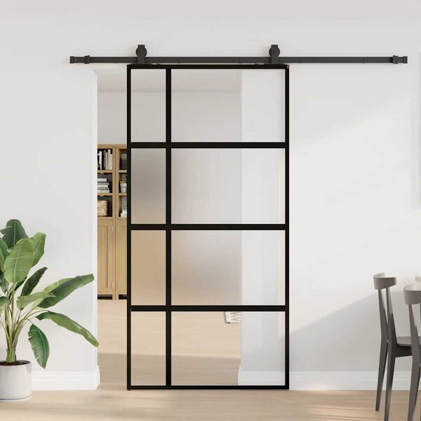 vidaXL Puerta corredera herrajes negro 102,5x205 cm vidrio templado
