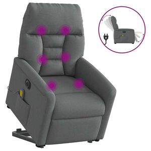 vidaXL Sill&oacute;n de masaje el&eacute;ctrico reclinable elevable tela gris oscuro