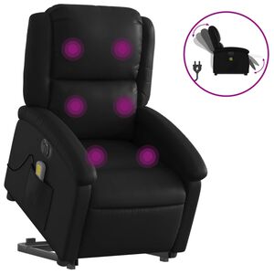 vidaXL Sill&oacute;n de masaje elevable el&eacute;ctrico cuero sint&eacute;tico negro