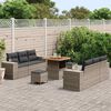 vidaXL Conjunto de sof&aacute; de jard&iacute;n 9 pcs Gris Rattan de Poli&eacute;ster