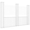 vidaXL Cesta de gaviones forma de U 3 postes de hierro 260x20x200 cm