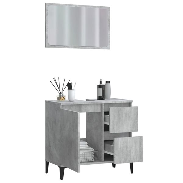 vidaXL Set muebles de ba&ntilde;o 2 piezas madera contrachapada gris hormig&oacute;n