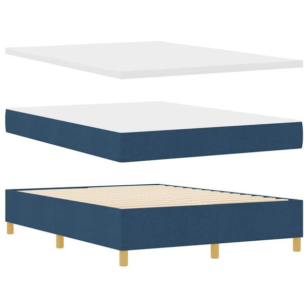 vidaXL Cama tipo Box Spring con colch&oacute;n Azul 140 x 200 cm tela